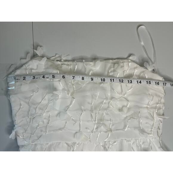 Dessy Collection NWT White Ivory Floral Embroidered Dress 3D Appliqués Formal 10 - Picture 7 of 9